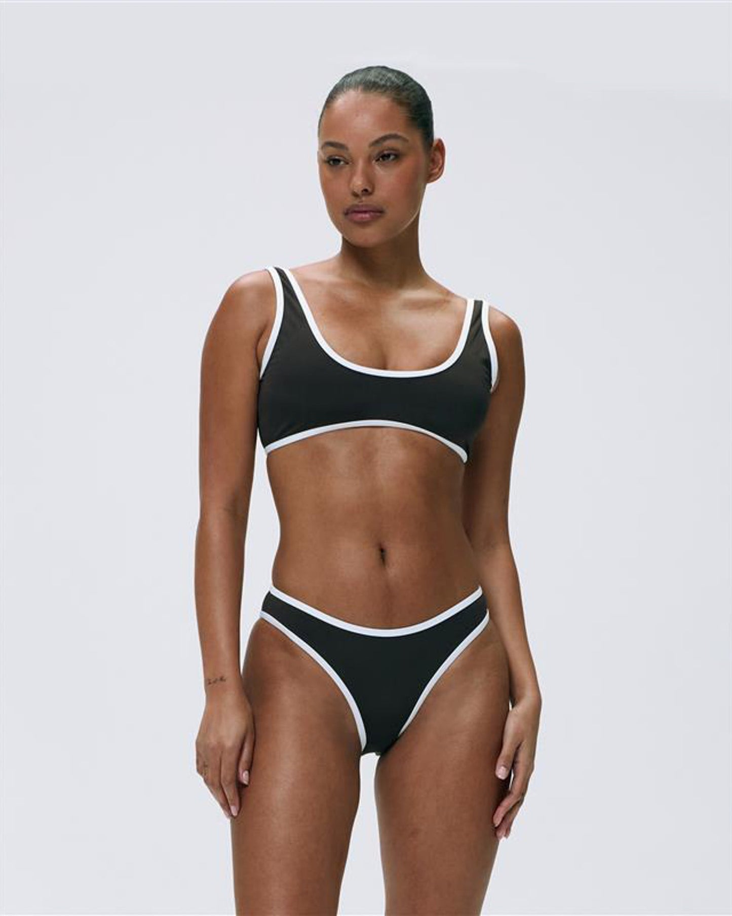 Contrast Scoop Bikini Top - Coffee Bean/Marshmallow White